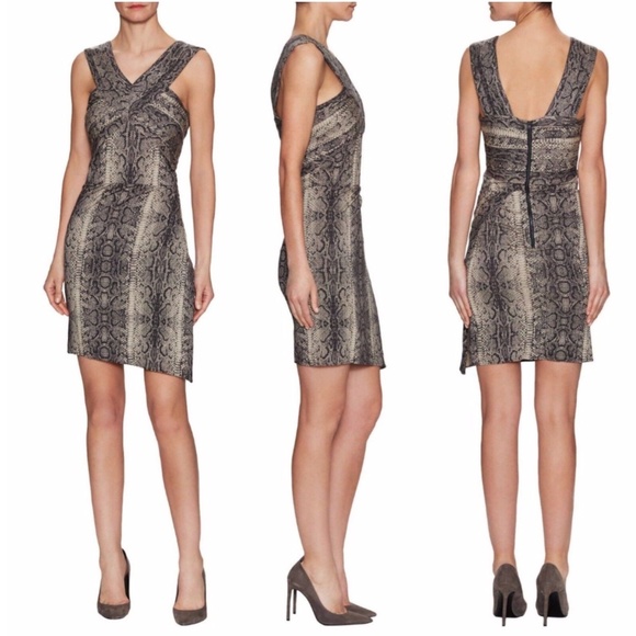 NEW The Kooples Python‎ Print Crisscross Sheath Dress [SZ 40 ] - Picture 1 of 11